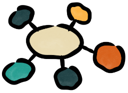 Illustrated abstract shapes.
